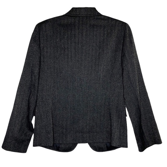 NEW - LAFAYETTE 148 Virgin Wool Navy & Gold Metallic Button Front Blazer -Size 6 - Picture 2 of 6